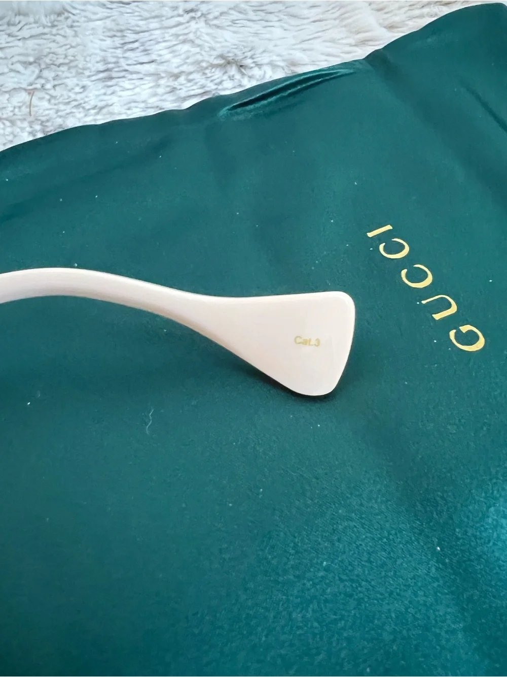 Gucci Cream Frame Sunglasses with Rose-Tinted Lenses